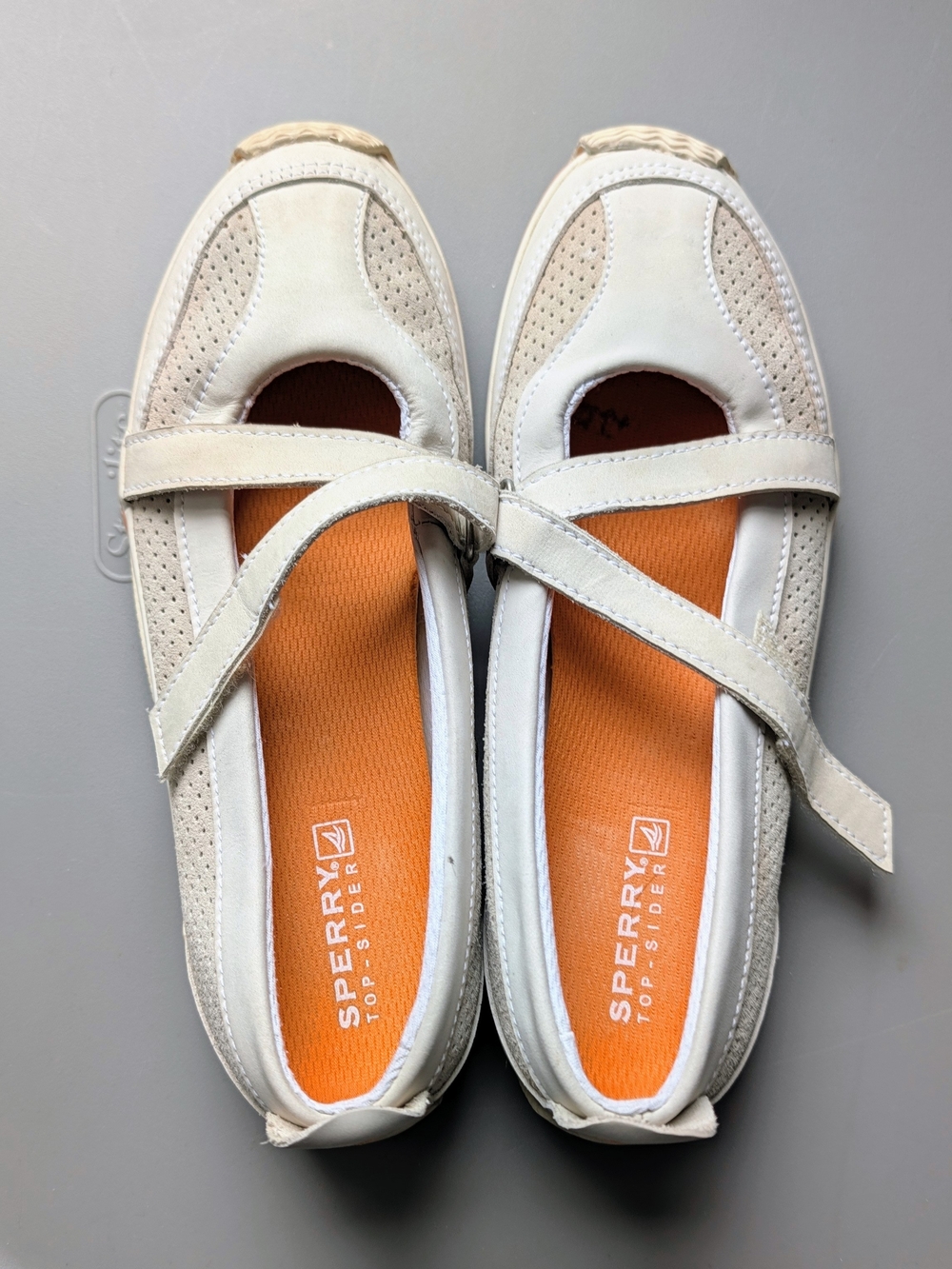Sperry Topsider Women's Cream Mary Jane Flat with Orange Insole